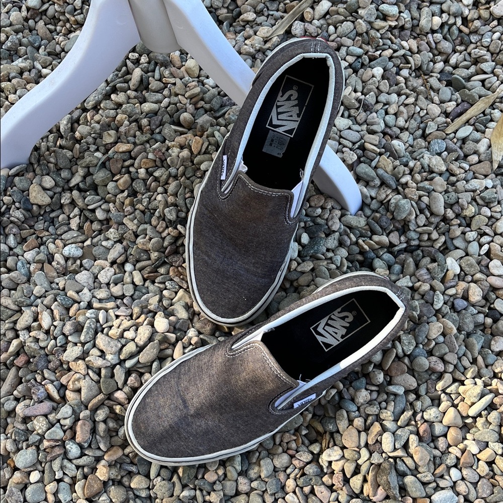 Vans Classic Gray and White Canvas Slip-Ons Size 8.5 Womens - Picture 5 of 9